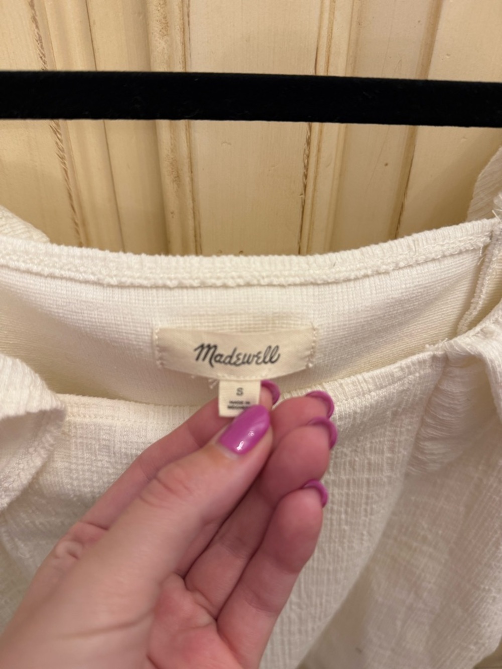 Madewell Cream Textured Ruffle-Neck Blouse - Picture 2 of 4